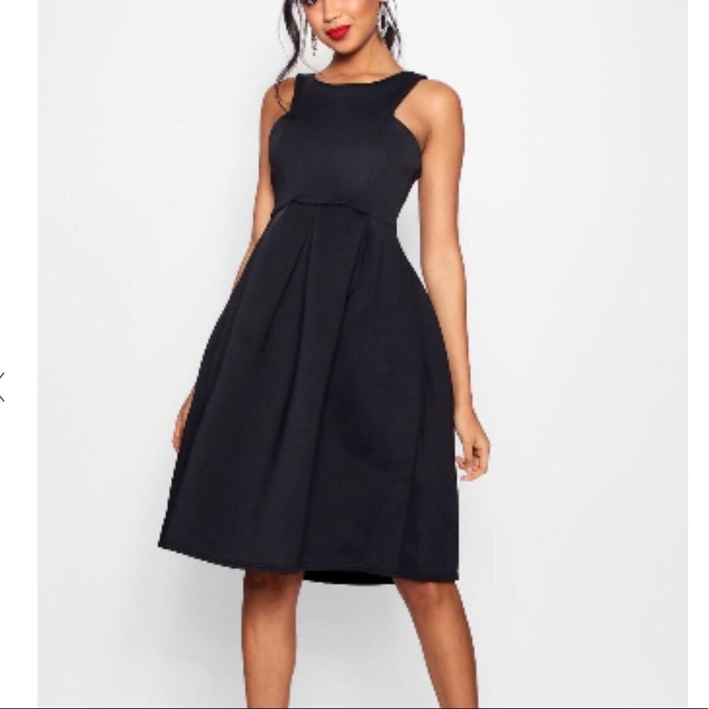 BooHoo | Black Scuba Midi Dress